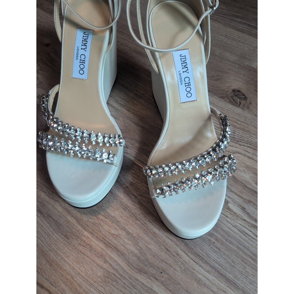 Jimmy Choo Bing Wedge 120 Heels Womens EU 40 Off White Latte - Picture 5 of 15